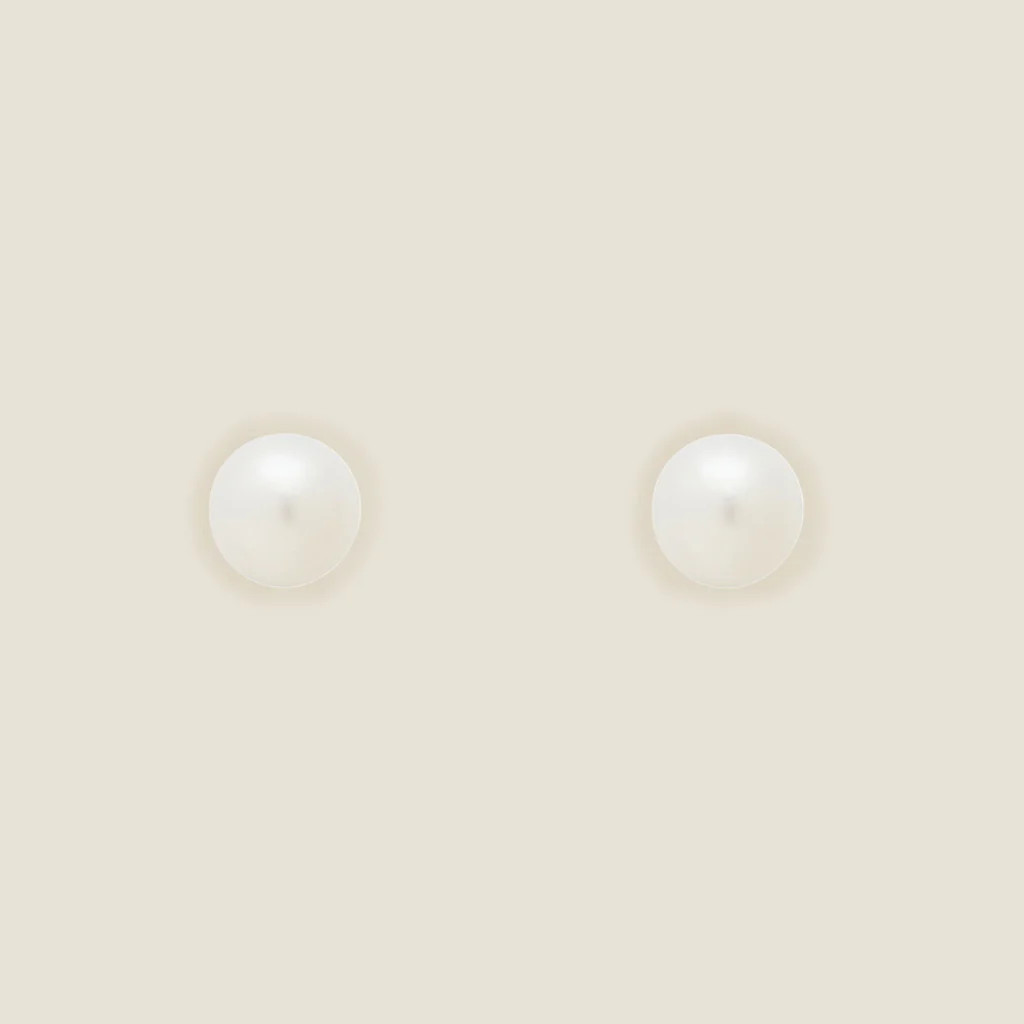 Pearl Ball Studs | Nickel and Suede