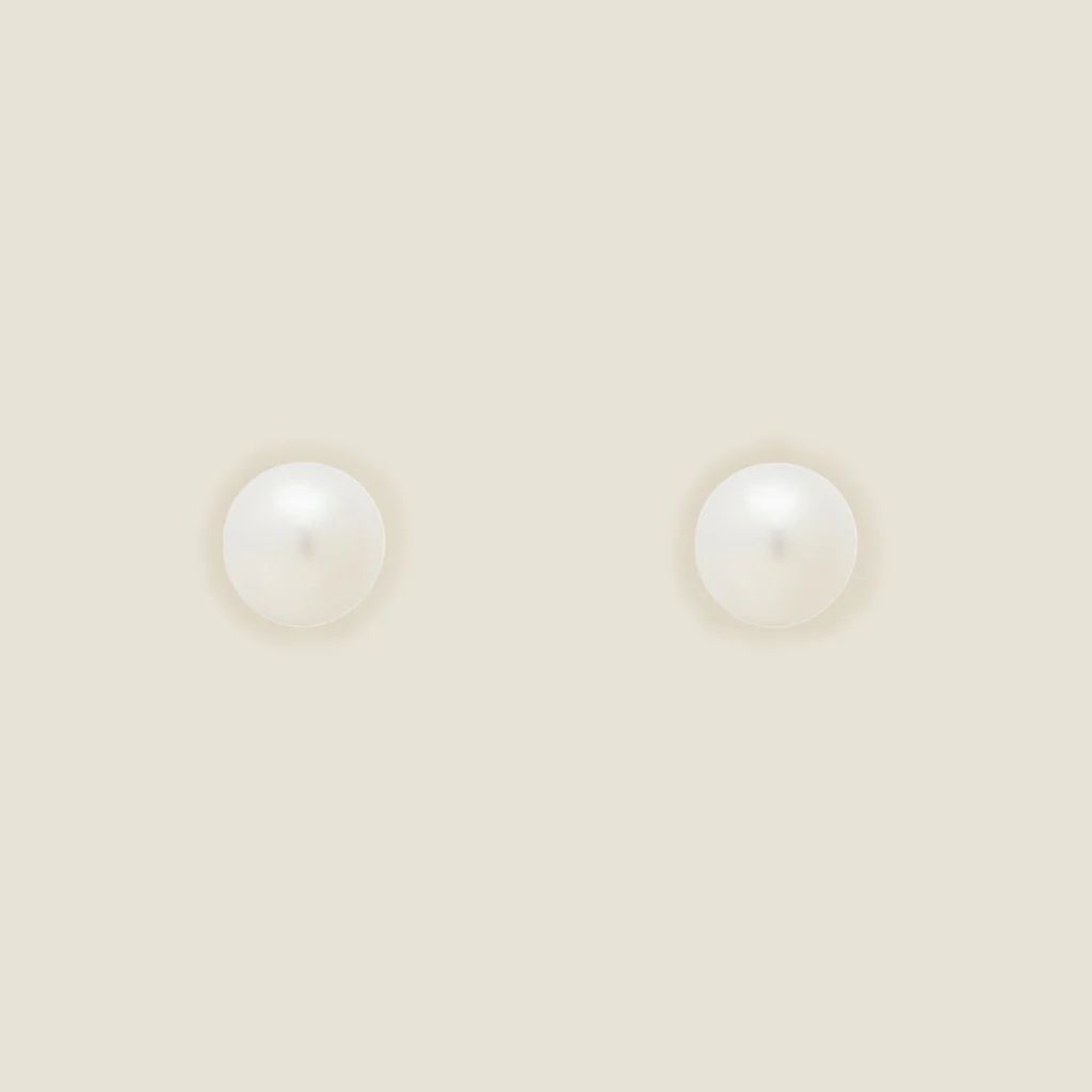 Pearl Ball Studs | Nickel and Suede