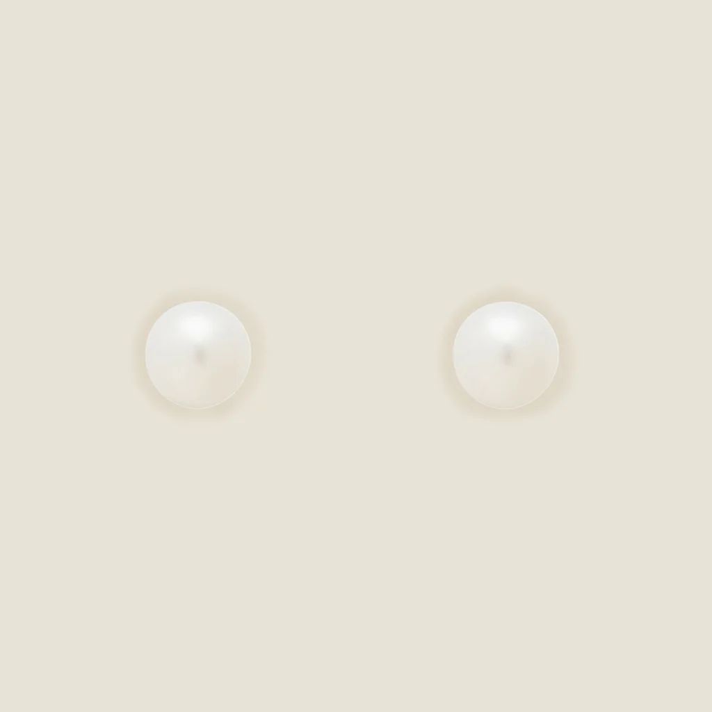 Pearl Ball Studs | Nickel and Suede