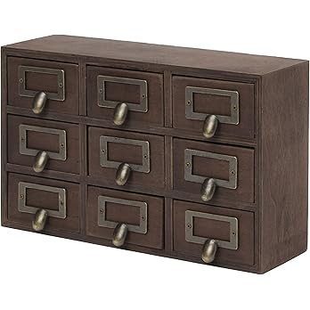 Kate and Laurel Apothecary Wood Desk Drawer Set, 9 Drawers, Rustic Brown | Amazon (US)