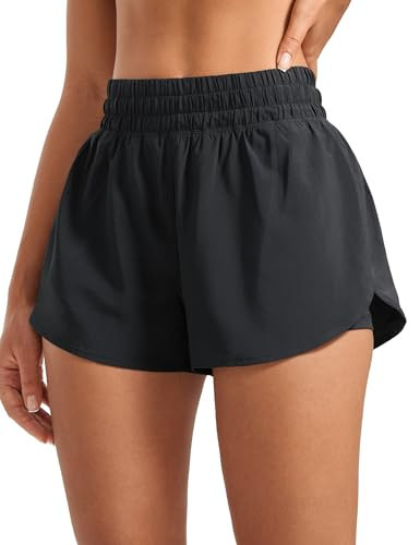 INGIA 2 in 1 High Waisted Running Shorts for Women 3" Quick Dry for Sport Athletic Workout with Zipper Pocket Black Small | Amazon (US)
