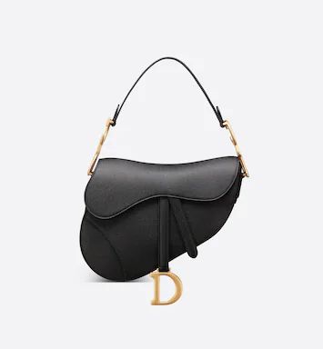 Sac Saddle Cuir de veau grainé noir | DIOR | Dior Couture