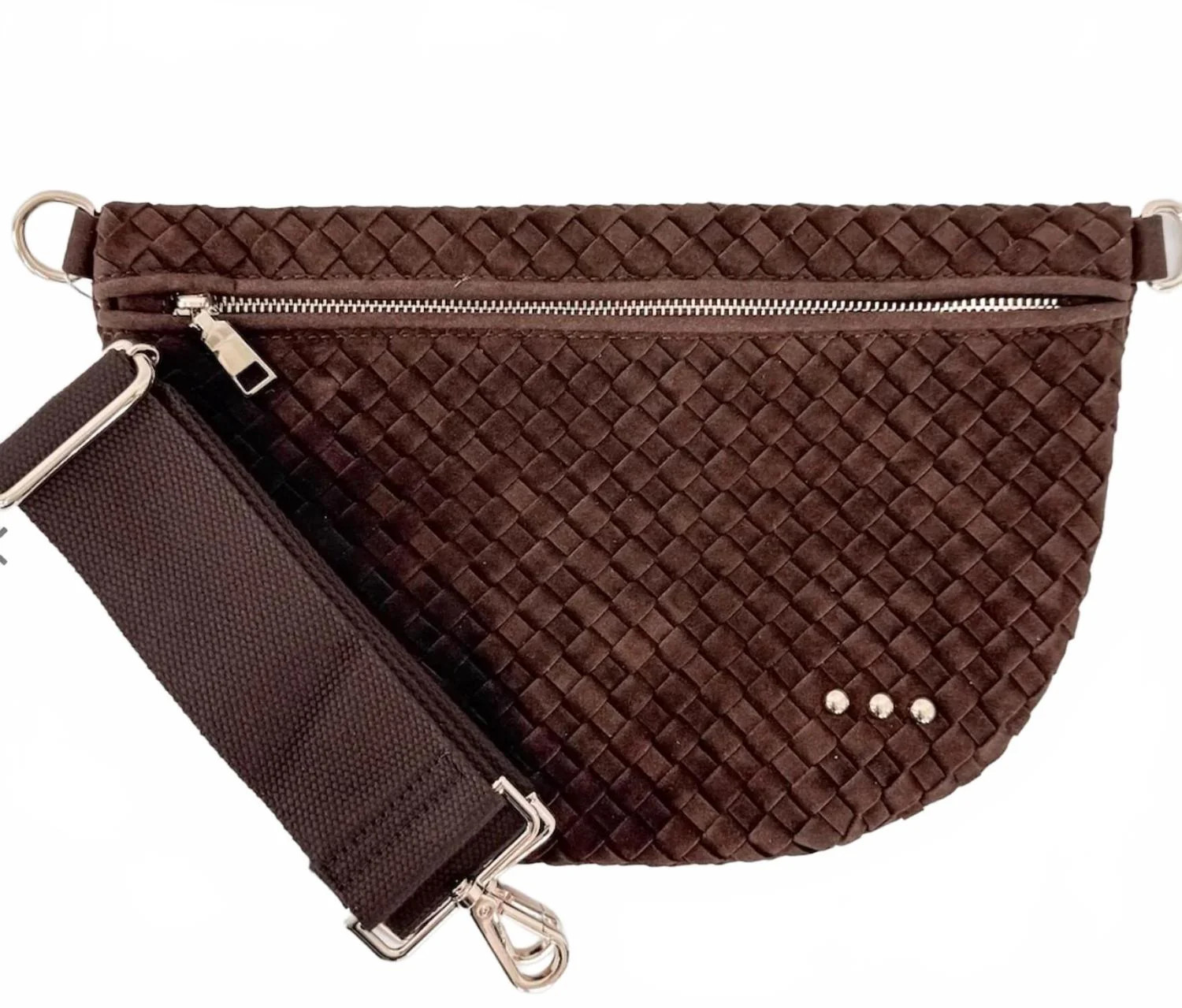 Women's Westlyn Woven Bum Bag In Suede Chocolate | Shop Simon