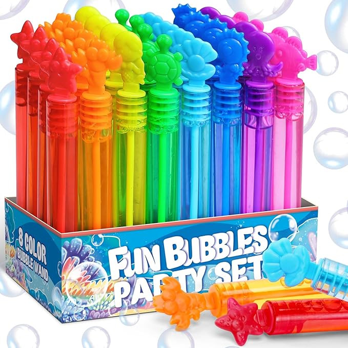 Under The Sea Party Favor, 32 Pack Mini Bubble Wand for Kids Toddler with Gift Box, Mermaid Birth... | Amazon (US)