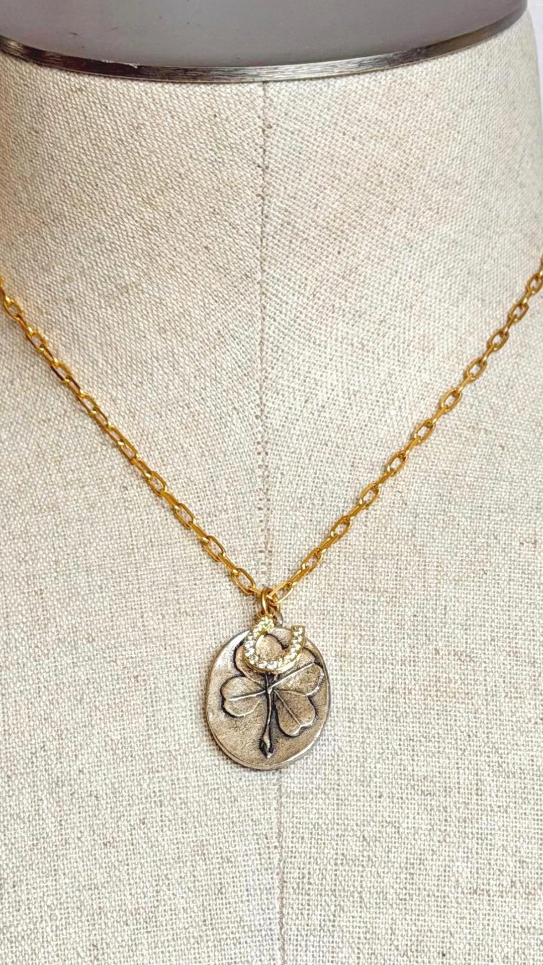 Four Leaf Clover & Horseshoe Necklace | Etsy (US)