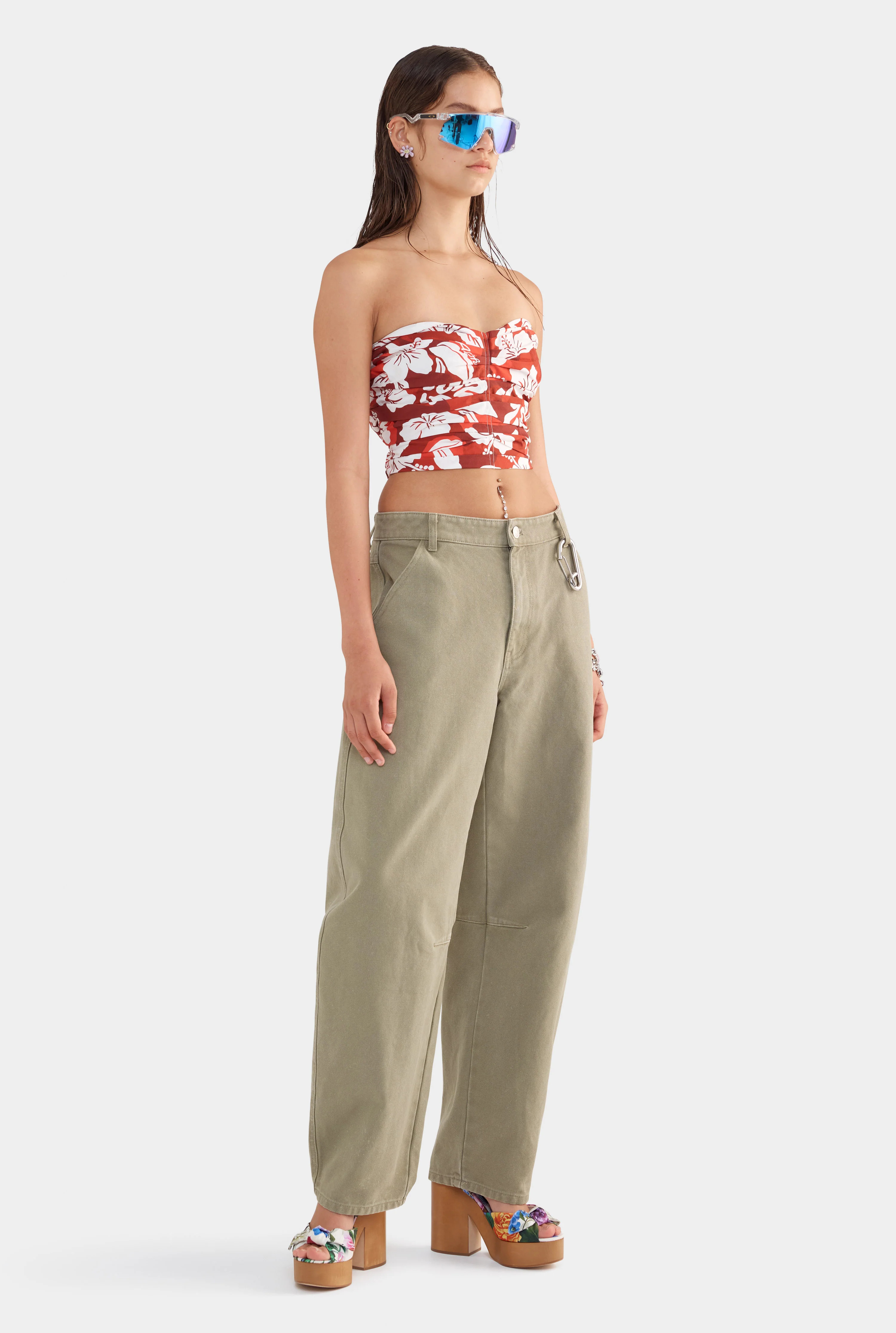 Womens Pigment Dyed Canvas Pant in Smokey Olive | Venroy | Venroy AU