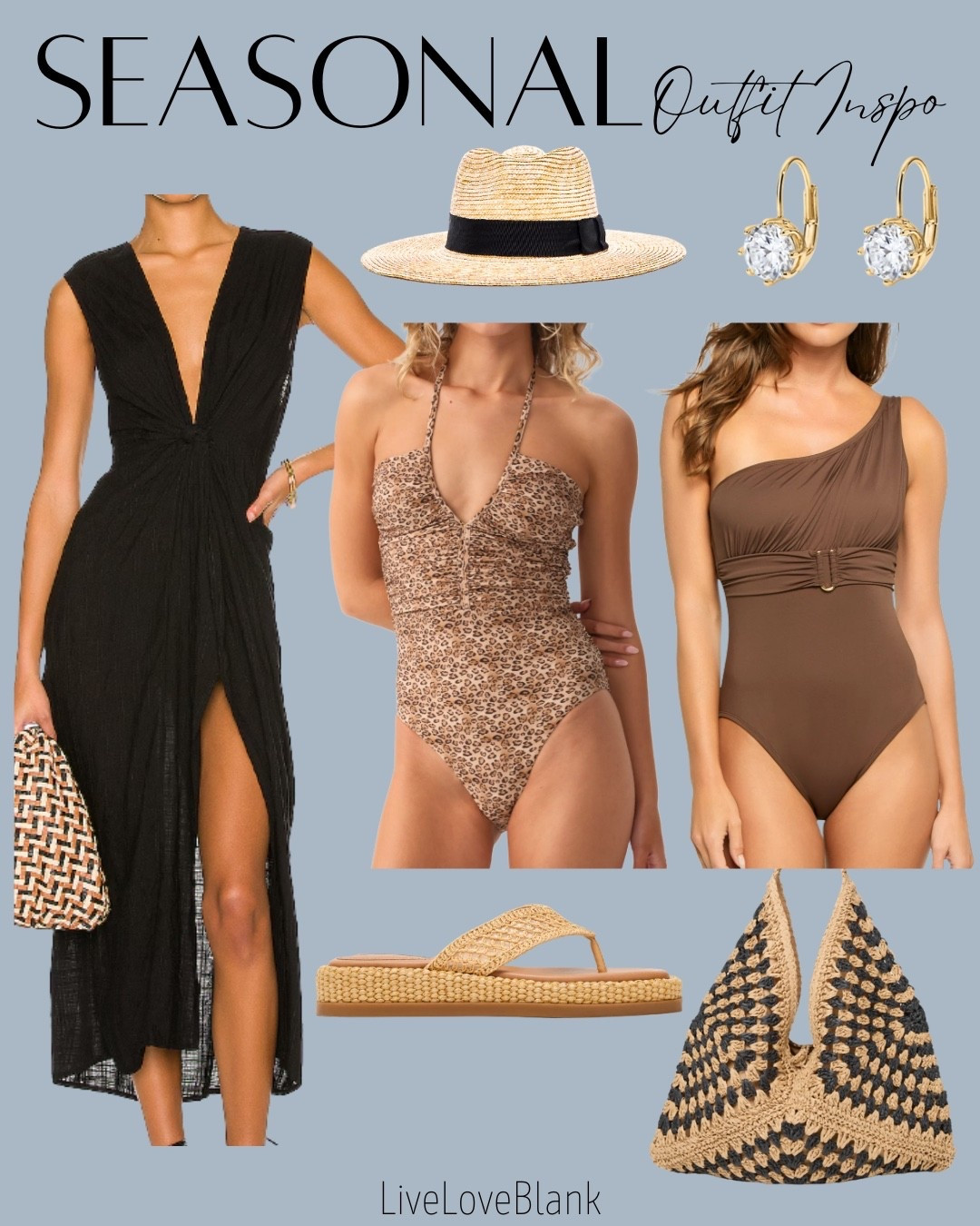 Swimwear outfits 
One piece bathing suits 
Swim coverup 
Beach bag and hat

#LTKTravel #LTKOver40 #LTKSeasonal