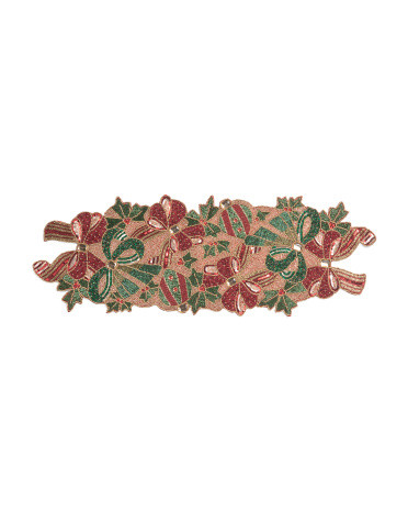Beaded Poinsettia Bow Table Runner | TJ Maxx