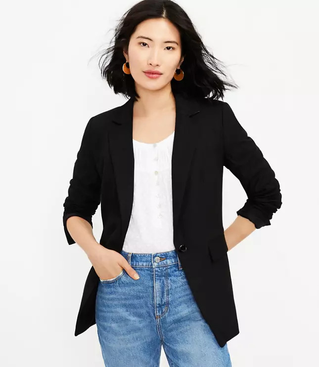 Brushed Twill Modern Blazer | LOFT