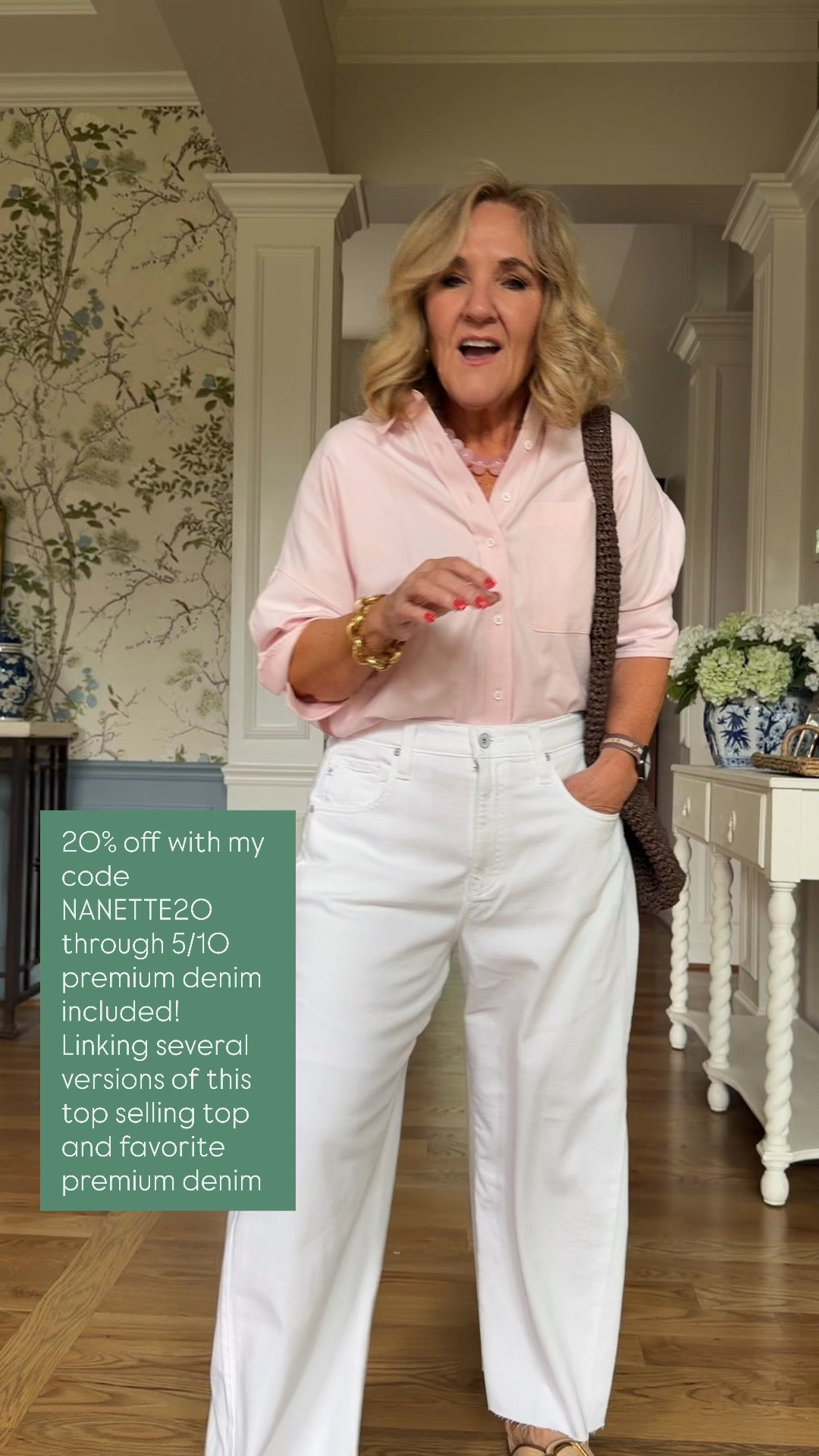 Mabel blouse size down I’m in a small. Most colors fully stocked and even some specialties embroidered or stripes too! 
These are the AG tapered lightweight denim. Very comfy. Very easy. I’m in a 29 and I cut 2” off the bottom. They do have a raw hem.

#LTKSaleAlert #LTKOver40 #LTKootd