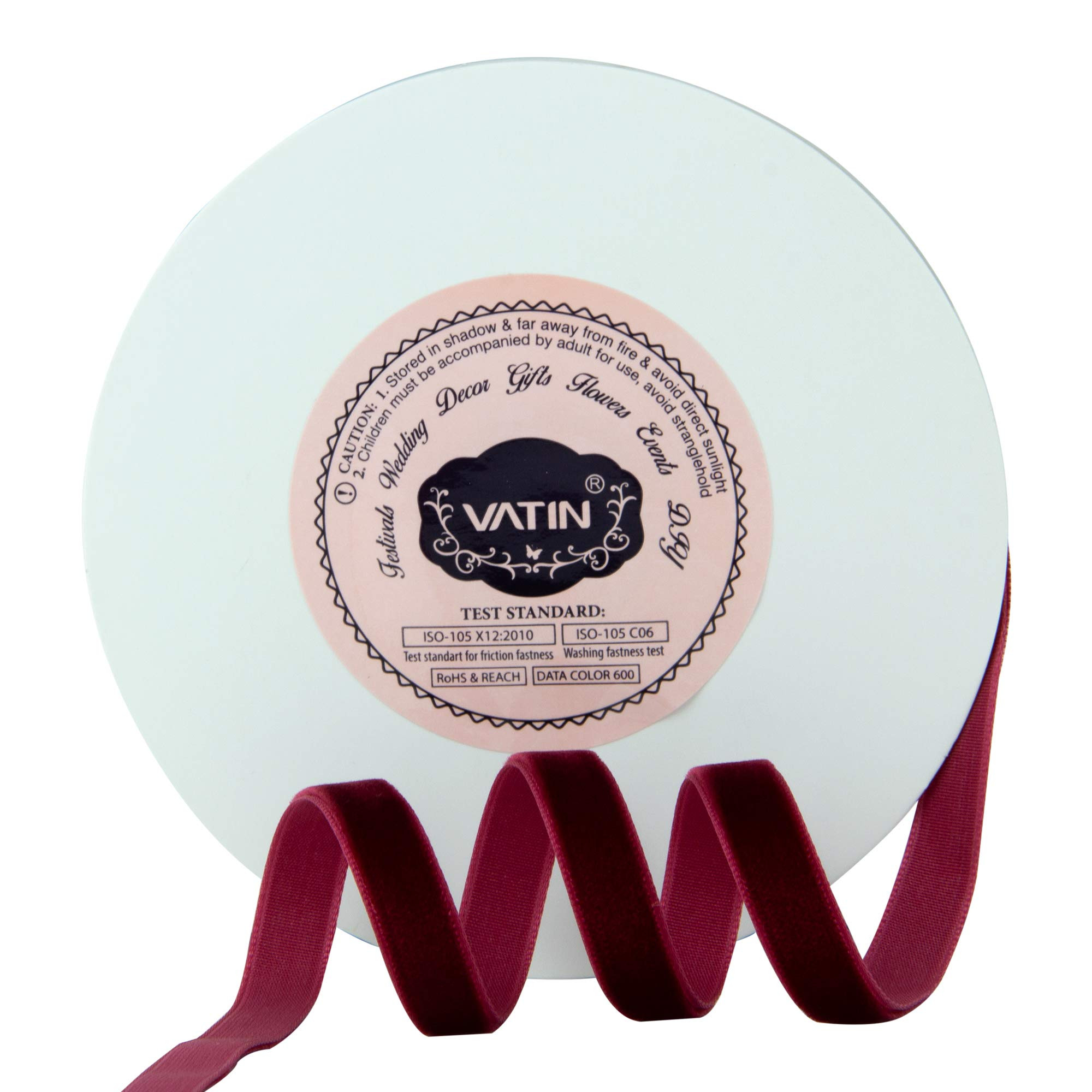 VATIN 3/8" Wide Crushed Velvet Ribbons by Yards Spool , Burgundy ,Perfect use for Choker. | Amazon (US)