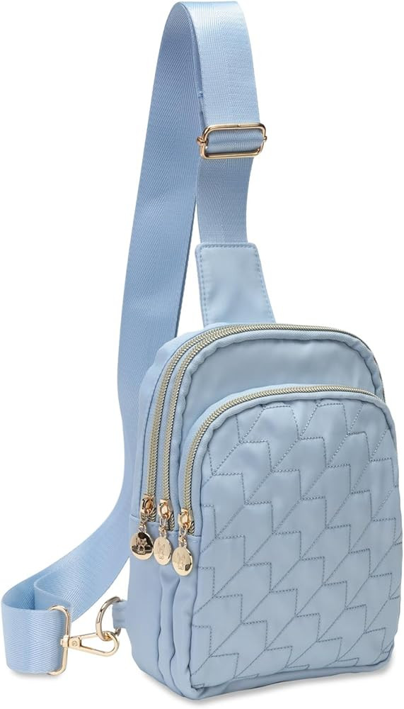 Small Crossbody Sling Bags for Women Men, 3 Zipper Pocket Cell Phone Purse Fanny Packs for Women | Amazon (US)