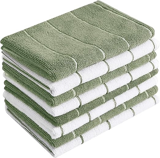 Microfiber Kitchen Towels - Super Absorbent, Soft and Solid Color Dish Towels, 8 Pack (Stripe Des... | Amazon (US)