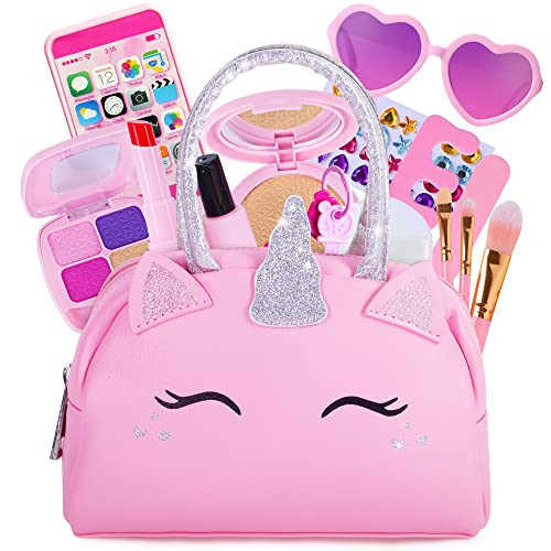 Pretend Play Makeup Kit for Little Girls with Unicorn Purse : Fake (Not Real) Make up Toy Set for Toddler and Kids - Includes Phone with Sounds, Princess Birthday Gift Set for Ages 3 4 5 6 7 8 Years | Amazon (US)