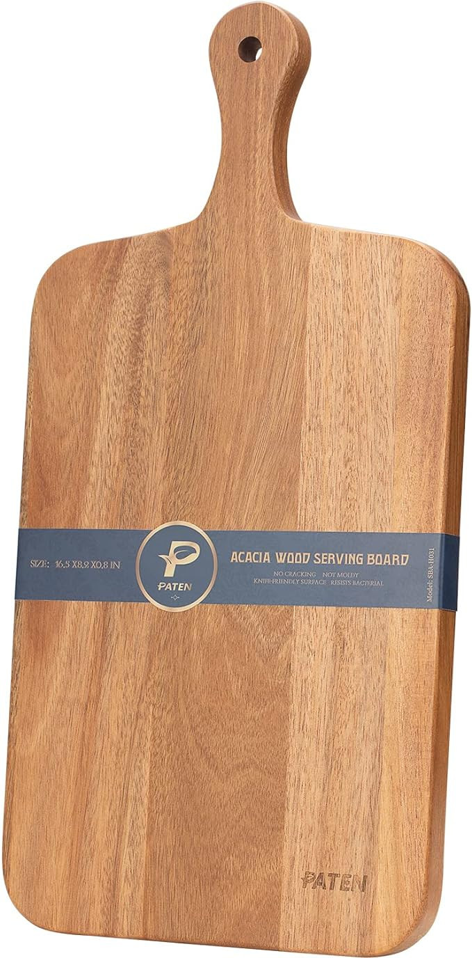Paten Cutting Board,Acacia Serving Board, Wood Cutting Boards for Kitchen,Chopping Board with Gri... | Amazon (US)