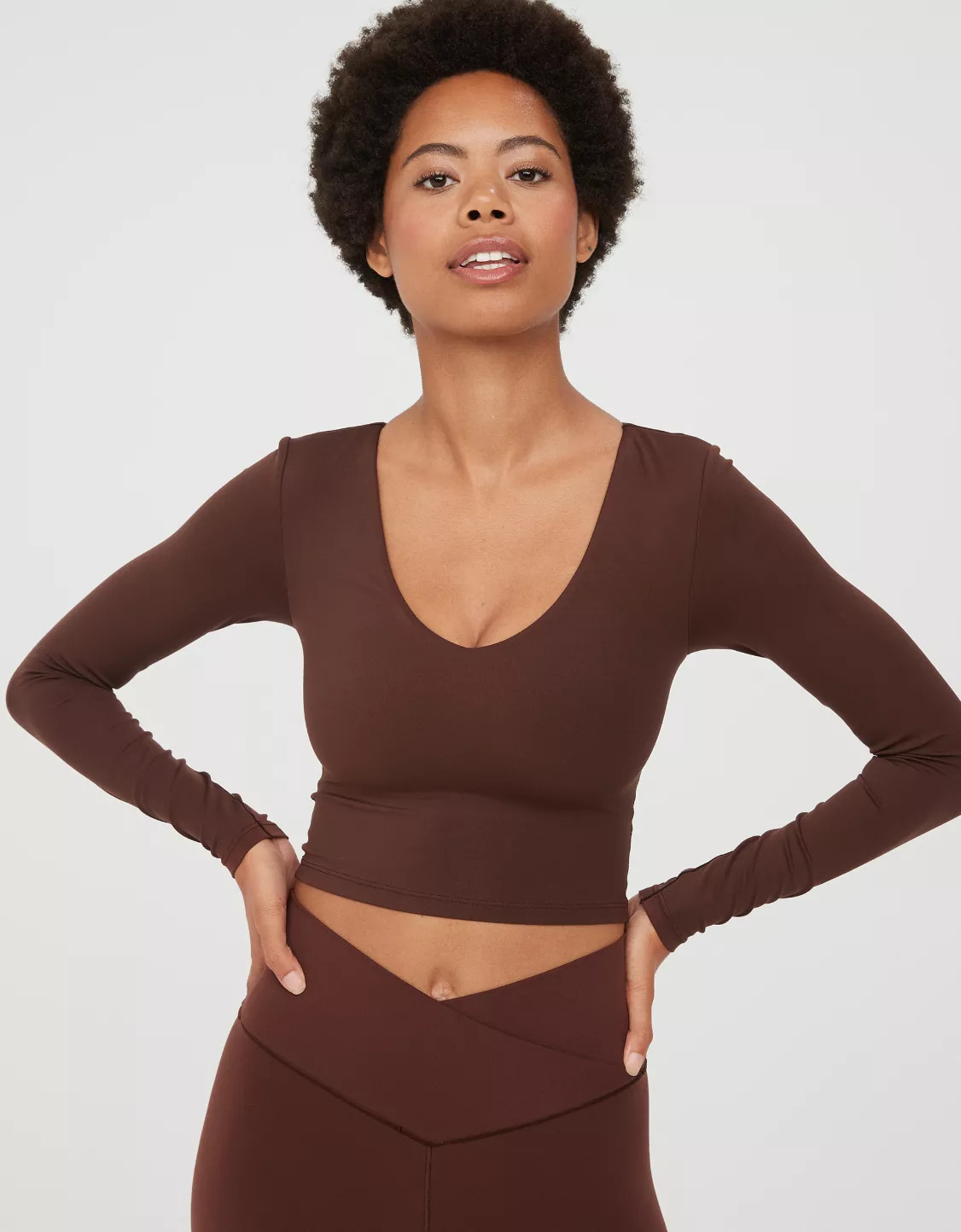 OFFLINE By Aerie Real Me Long Sleeve V-Neck T-Shirt | American Eagle Outfitters (US & CA)