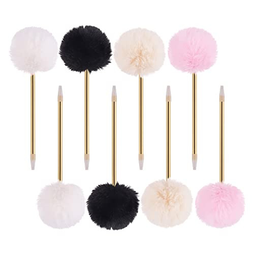 MINAGOO 8 Pack Pompom Gift Plush Pen Gold Color Ballpoint Pen for Wedding,Office and Party | Amazon (US)
