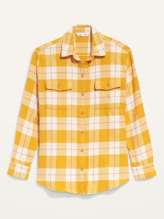 Oversized Plaid Flannel Boyfriend Shirt for Women | Old Navy (US)