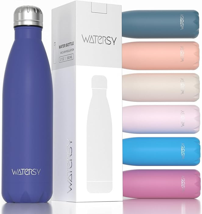 WATERSY Stainless Steel water bottles,17oz/500ml Insulated Water Bottles,Deep Blue metal water bo... | Amazon (US)