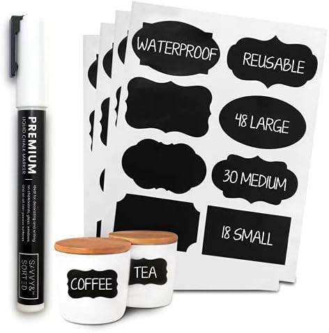 Amazon.com : 96 Premium Chalkboard Labels Bulk - Free Erasable Chalk Pen - Dishwasher Safe Chalk ... | Amazon (US)