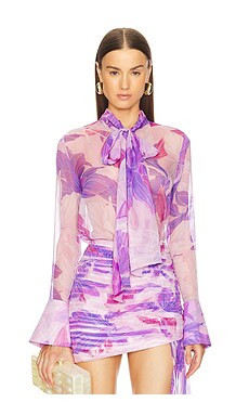 retrofete Kindra Blouse in Lavender Botanical from Revolve.com | Revolve Clothing (Global)