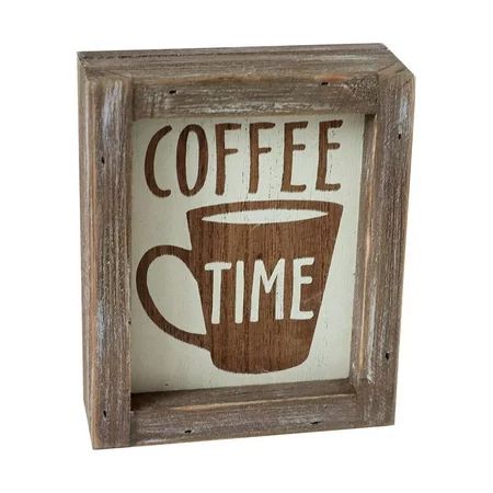 Parisloft Coffe Time Rustic Barn Wood Small Coffee Box Sign Decor for Kitchen, Rustic Wooden Coffee  | Walmart (US)