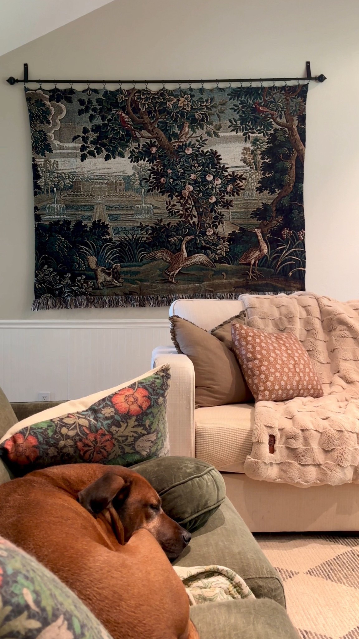 Sharing my “tapestry” again! This is a blanket I hung on a curtain rod to mimic a tapestry  

#LTKHome