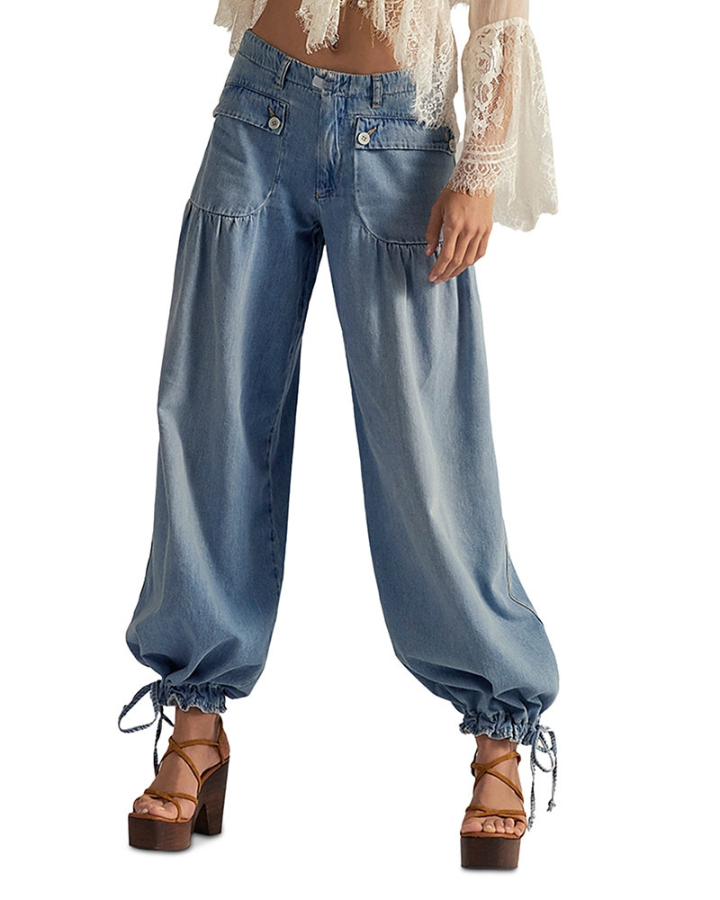 Free People Lotus Mid Rise Balloon Jeans in Bijou Blue | Bloomingdale's (US)