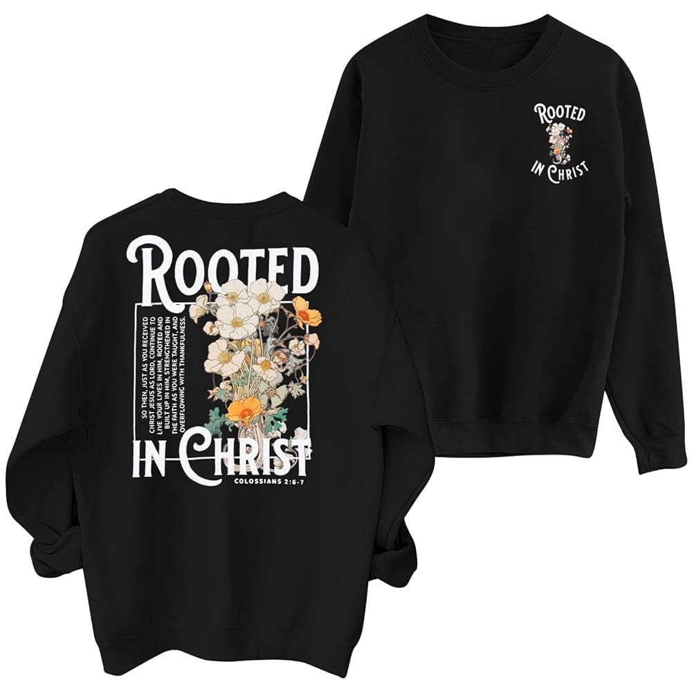 EGELEXY Women Christian Sweatshirt Rooted in Christ Shirts Jesus Boho Clothes Religious Faith Shi... | Amazon (US)