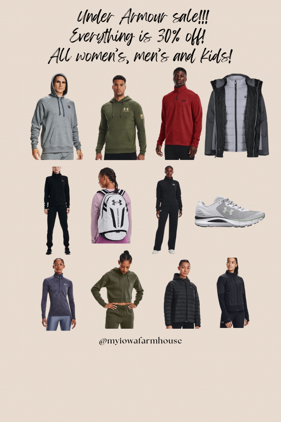 30% off all Under Armour! Men’s clothing, women’s clothing, kids clothing, backpacks, jackets, sports, shoes, sneakers. 

#LTKGiftGuide #LTKkids #LTKsalealert