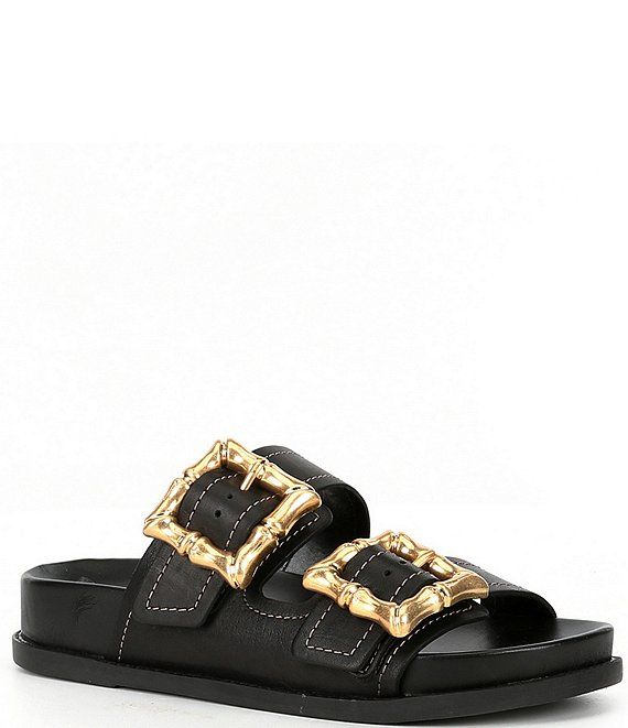 Enola Sporty Leather Buckle Detail Banded Slide Sandals | Dillard's