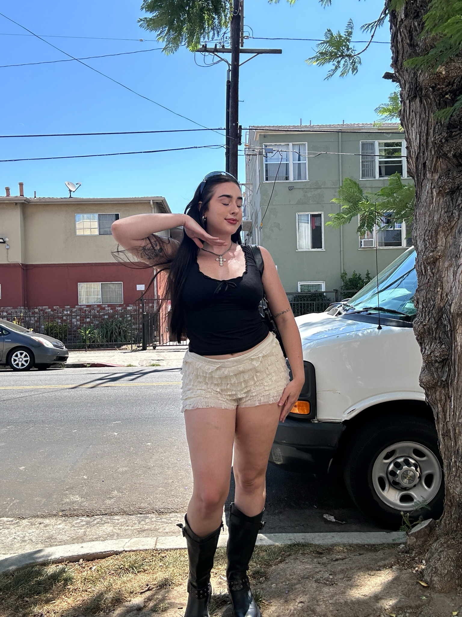 I have these bloomers in 3 colors! The white runs smaller for some reason but the darker colors I wear a size large. The boots, necklace, and glasses aren’t available but I added similar products 🫶

#LTKMidsize