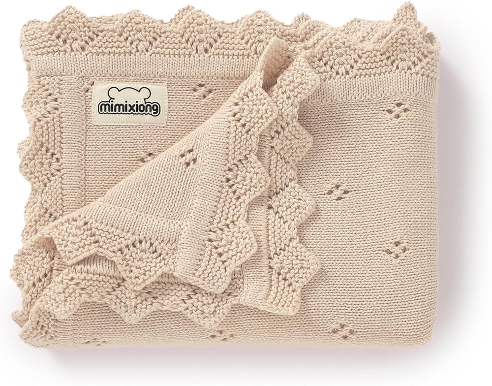 mimixiong Cotton Baby Blanket Knitted 30x40 Inch Oatmeal | Amazon (US)