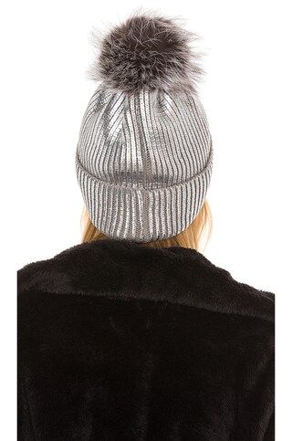 Adrienne Landau Metallic Pom Hat in Silver from Revolve.com | Revolve Clothing (Global)