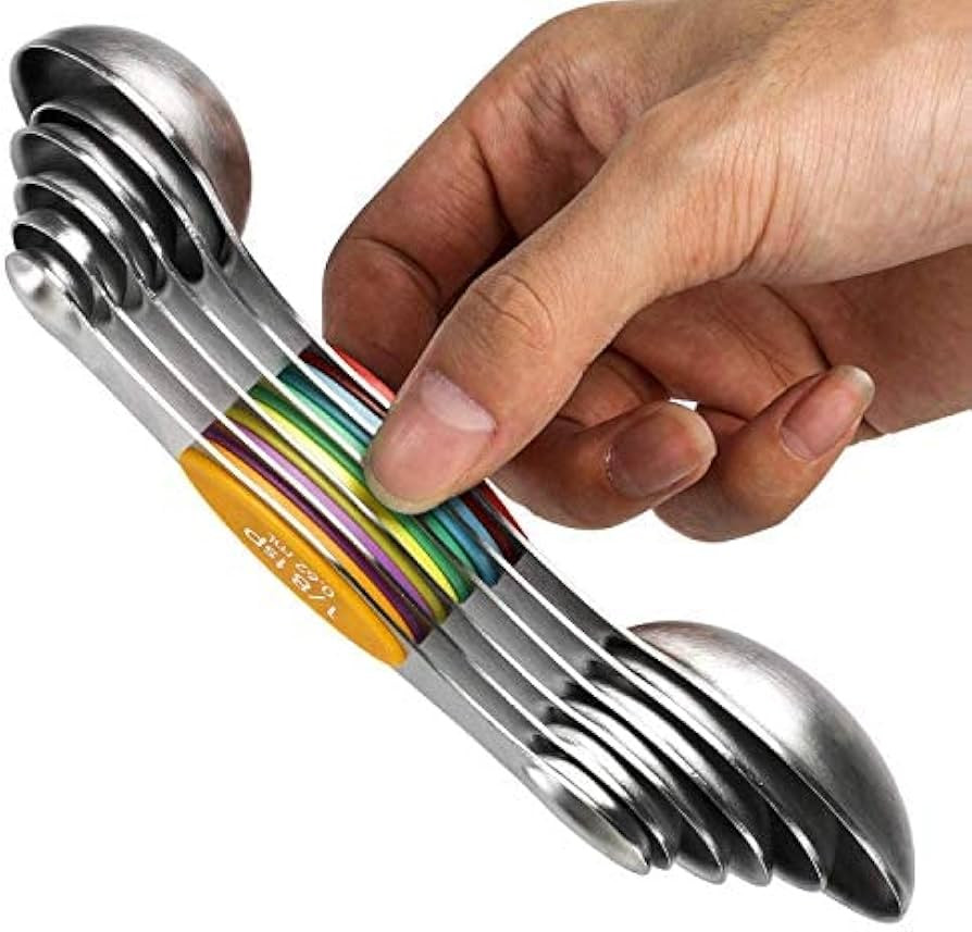 Magnetic Measuring Spoons Set of 6 Stainless Steel Dual Sided Stackable Teaspoon for Measuring Dr... | Amazon (US)