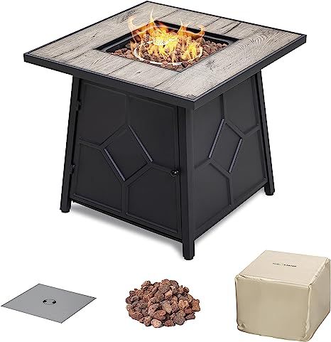 Nuu Garden Propane Fire Pit Table 28 Inch Square Gas Fire Table for Outside, 40,000 BTU Outdoor F... | Amazon (US)