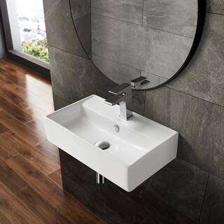 Claire Ceramic Wall Hung Sink in White | The Home Depot