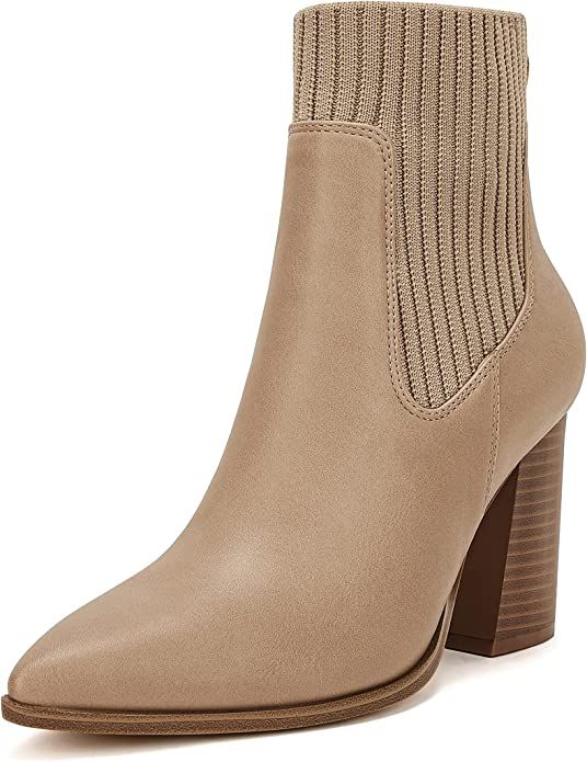 Womens Pointed Toe Ankle Booties Elastic Chunky Block High Heel Comfortable Chelsea Boots Shoes | Amazon (US)