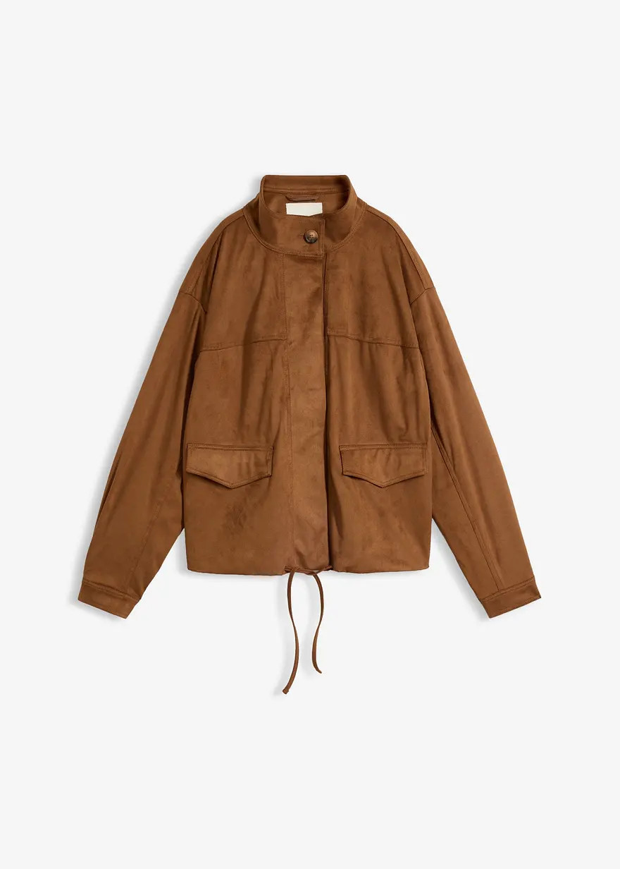 Blouson aus Lederimitat mit Stehkragen und Kordelzug am Saum | Bonprix DE