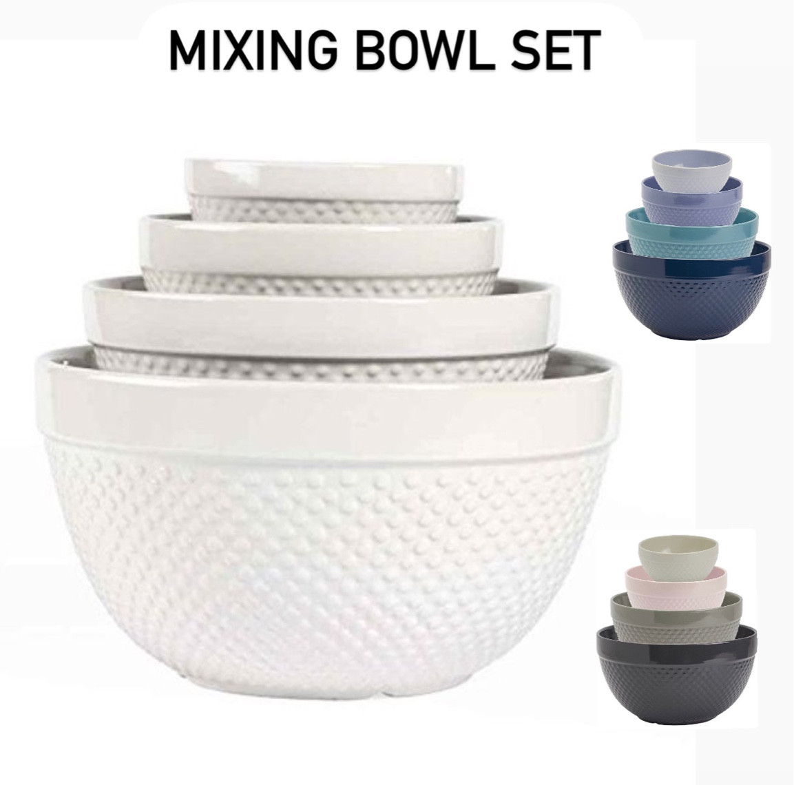 My mixing bowl set.
Set of 4 bowls.
Hobnail look. 
Also comes in blues or grays.


#LTKFind #LTKunder50 #LTKhome