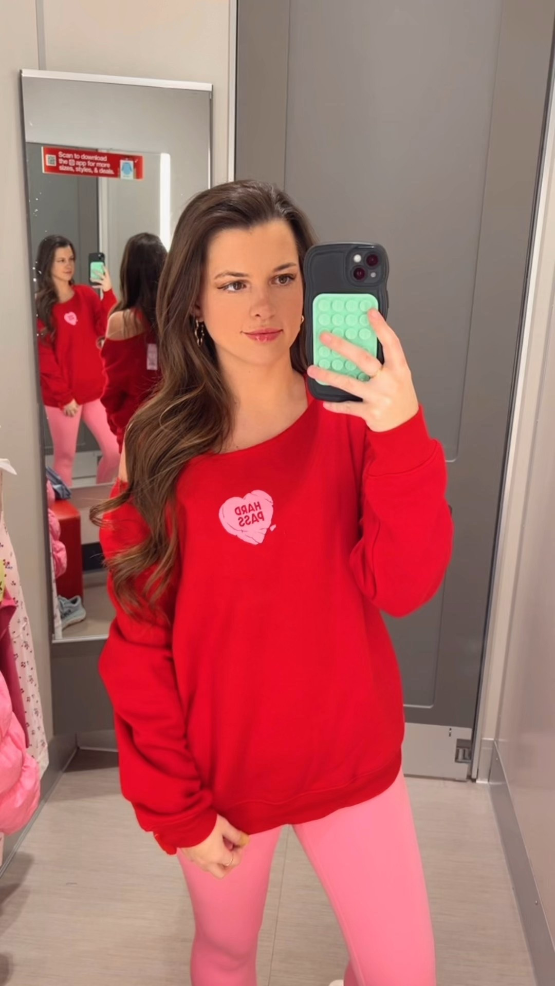 // hard pass heart sweatshirt // pink leggings // Valentine’s Day athletic wear // pink and red Pilates outfit // 

#LTKfitnessgoals #LTKActive #LTKSaleAlert