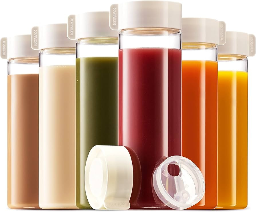 Komax Juice Bottles 18.5-oz | Set-of-6 Reusable Juice & Smoothie Bottles | Premium BPA-Free Plast... | Amazon (US)