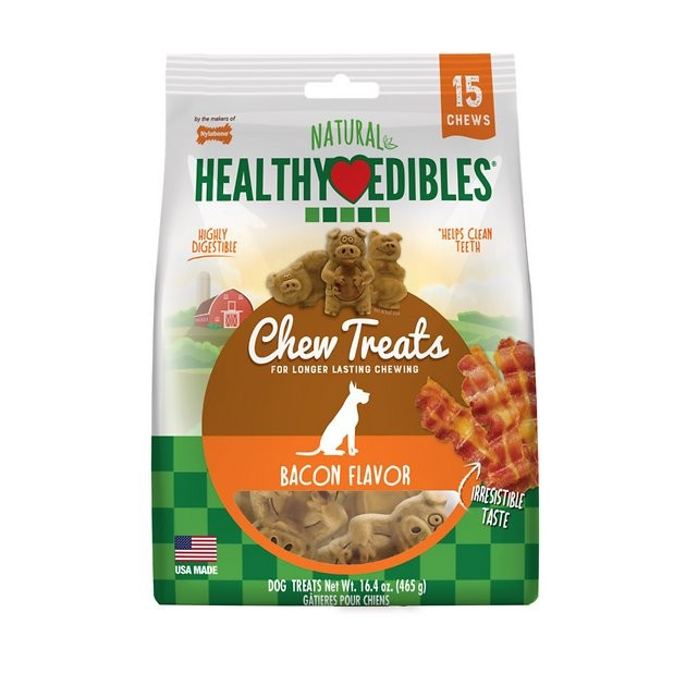 Nylabone Healthy Edibles Bacon Buddies Bacon Flavored Dog Treats, 15 count | Chewy.com
