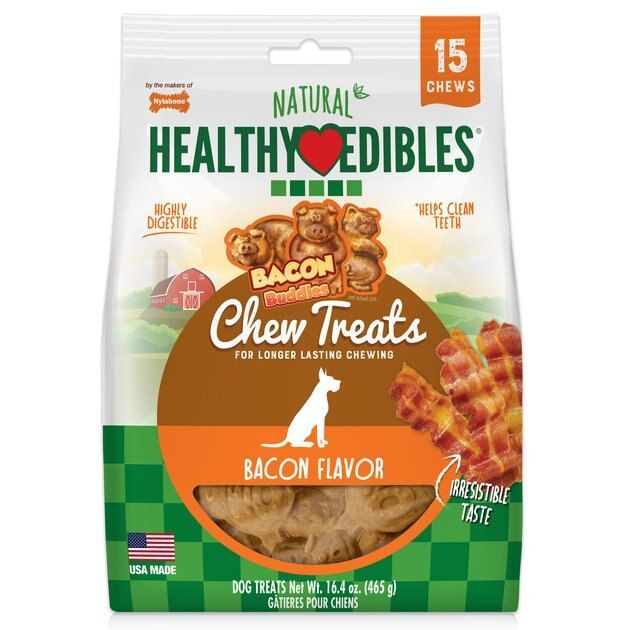 Nylabone Healthy Edibles Bacon Buddies Bacon Flavored Dog Treats, 15 count | Chewy.com