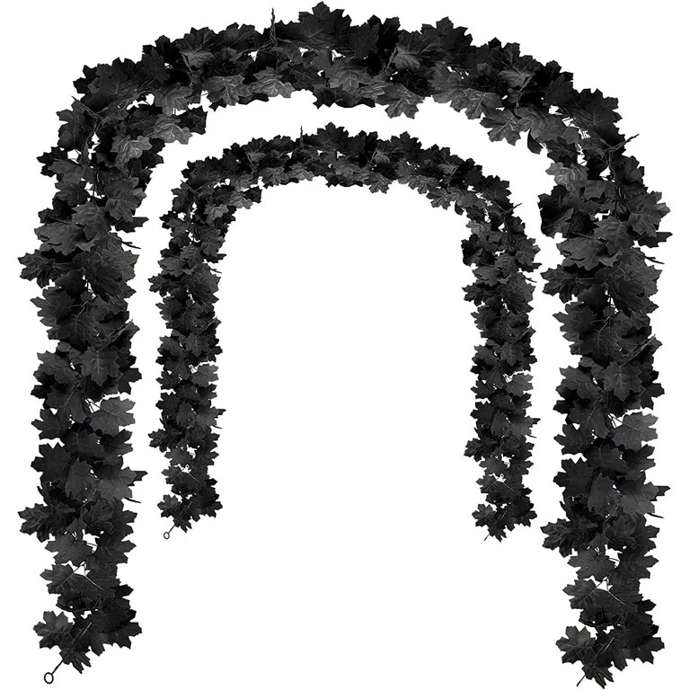 2PCS Black Maple Leaf Garland, Artificial Hanging Fall Leave Maple Vines, Fall Floral Garlands Th... | Walmart (US)