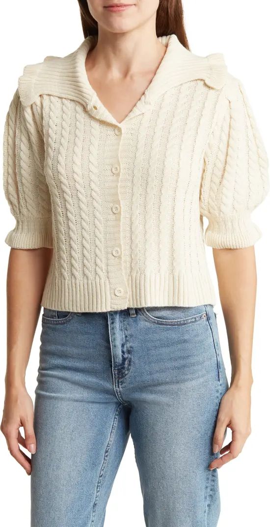 Collared Cable Knit Cardigan Sweater | Nordstrom Rack