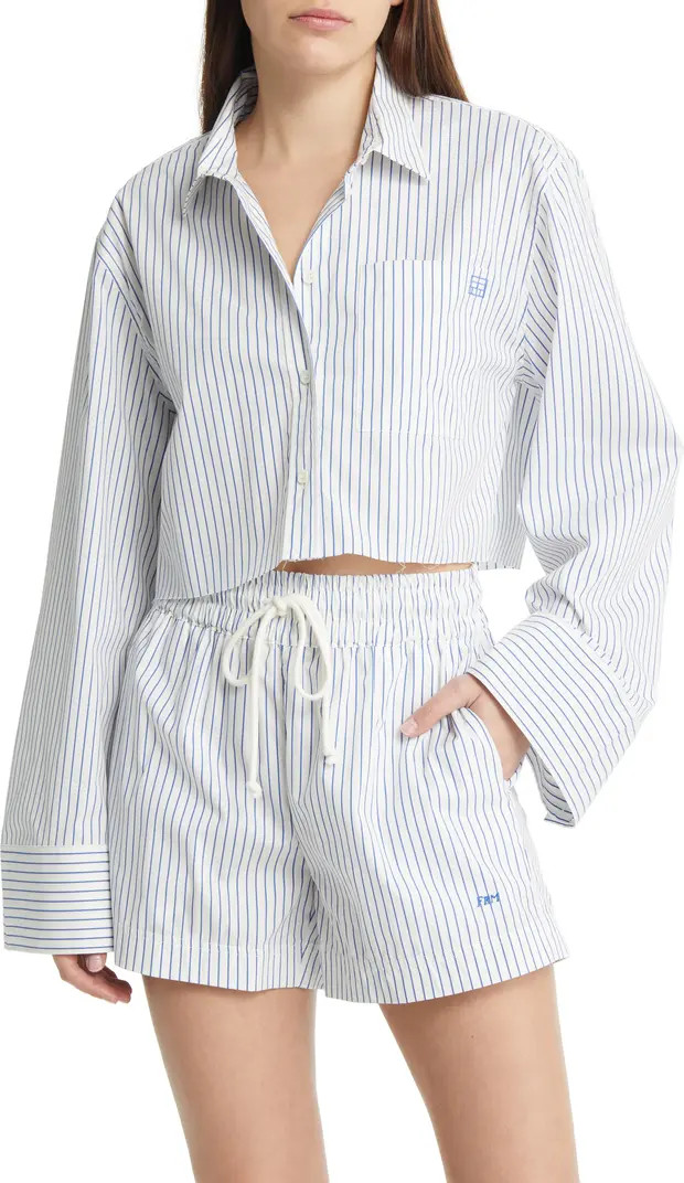 FRAME Stripe Wide Sleeve Crop Shirt | Nordstrom | Nordstrom