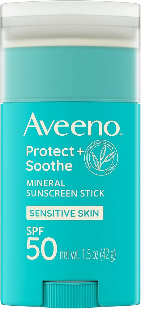 Aveeno Protect + Soothe Mineral Sunscreen Stick for Sensitive Skin with Broad Spectrum SPF 50, Wa... | Amazon (US)