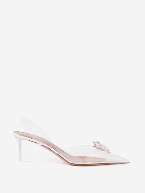Amina Muaddi - Rosie 60 Pvc Slingback Pumps - Womens - Clear Multi | Matches (US)