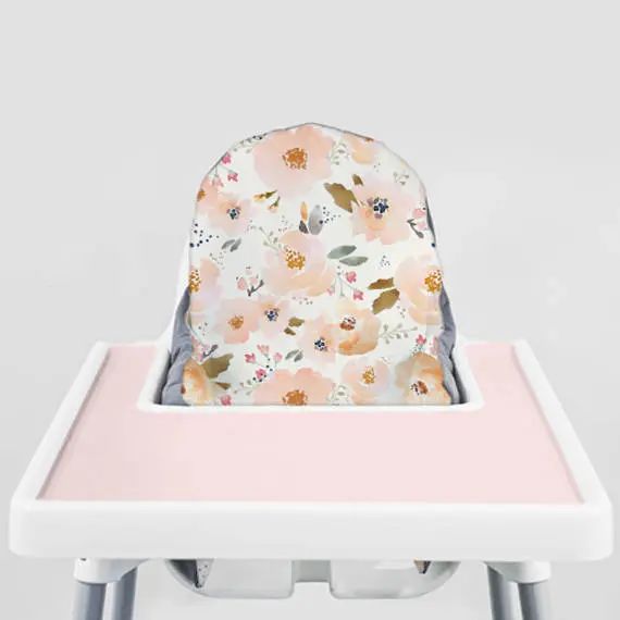 Peachy Blossoms // IKEA Antilop Highchair Cover // High Chair Cover for the KLÄMMIG or PYTTIG Cu... | Etsy (US)